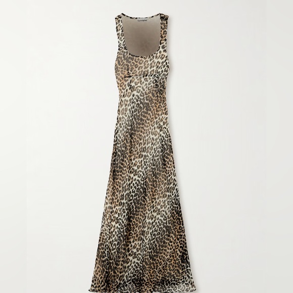 GANNI Leopard-print recycled-chiffon maxi dress - Picture 5 of 6